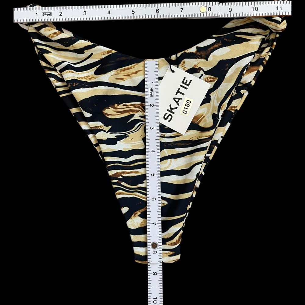 SKATIE Suzanne Bottom Animal Print Tie Side Thong Bikini High Cut NWT Large - Picture 3 of 7